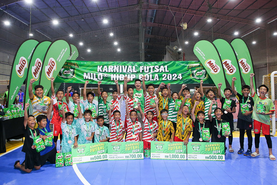 Young champions celebrate their victory at the MILO® Hidup Bola 2024