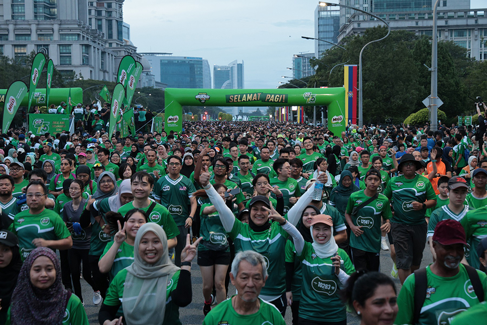 Participants flash their smiles during the fun run.