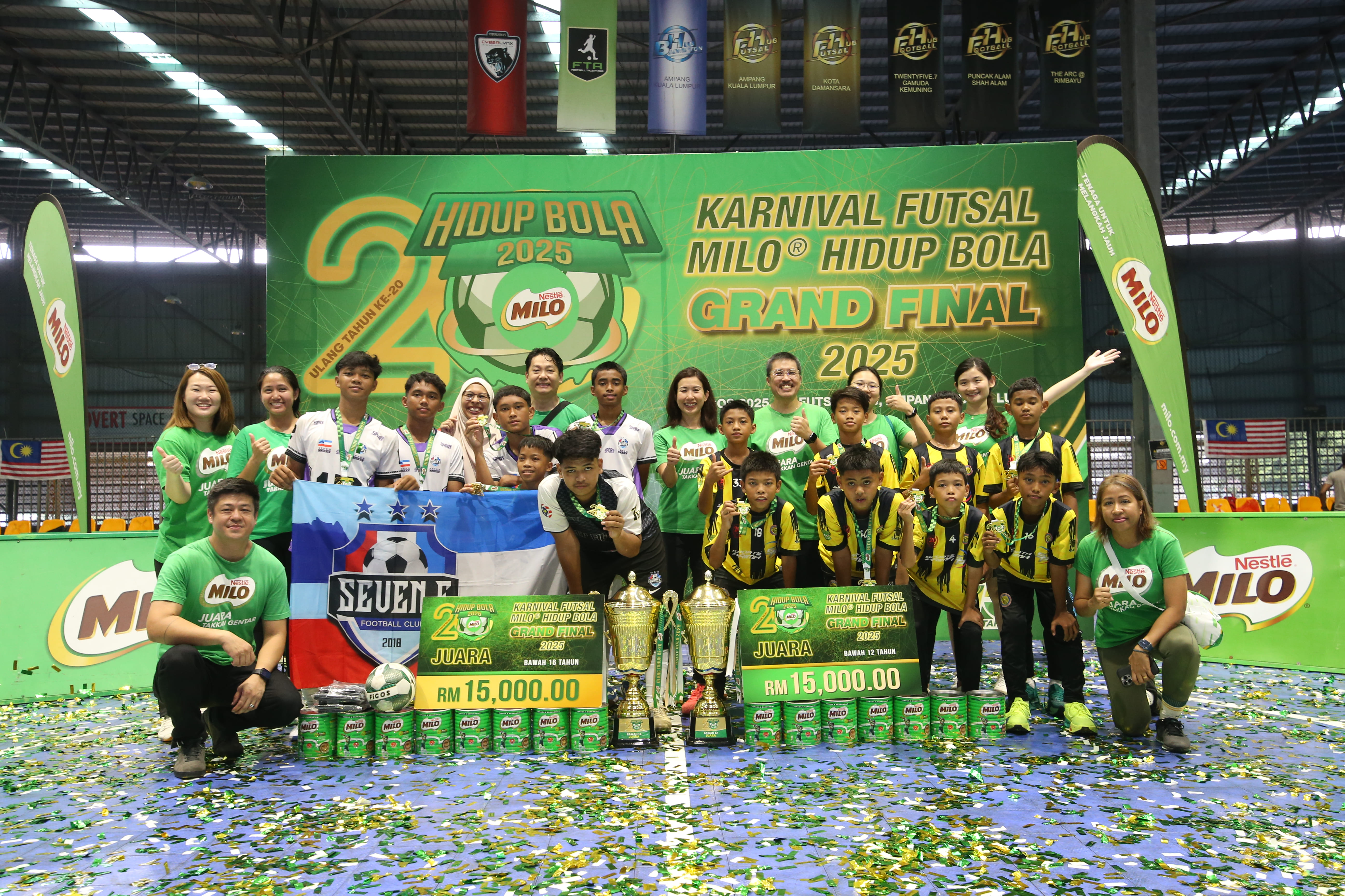 MILO Representatives with the winning teams from Under-16 category