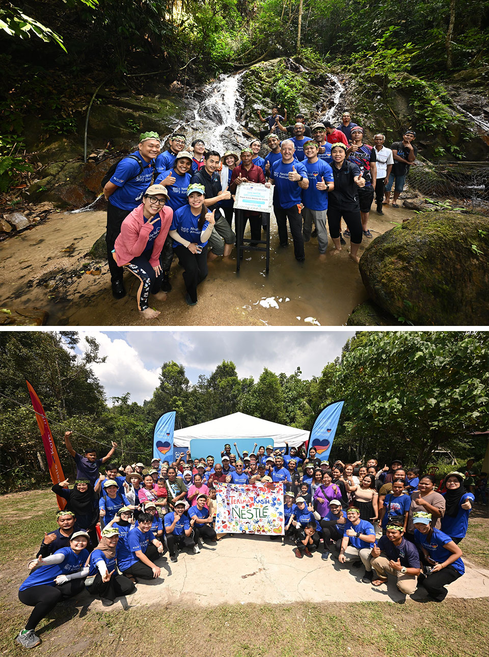 The team from Nestlé Malaysia and Global Peace Foundation with villagers of Kampung Lumut