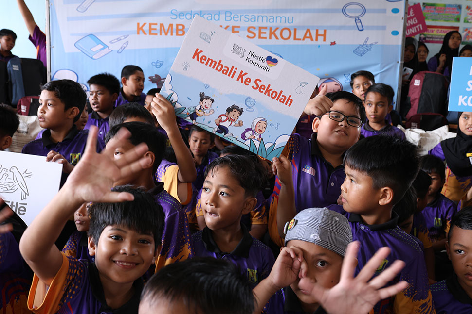 Students of SK Panggau were among the first to receive new school supplies