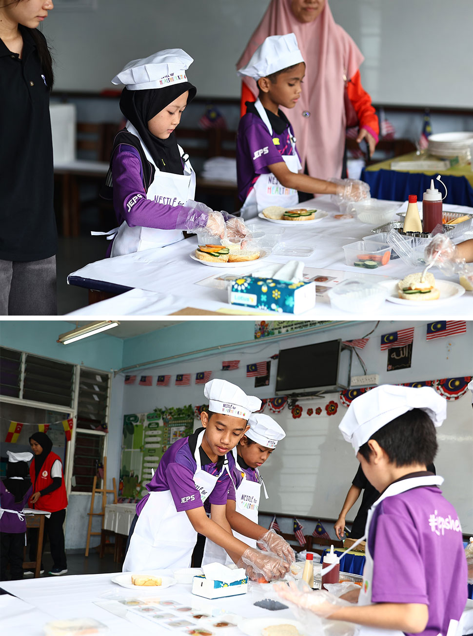 Students learning about balanced meals through hands-on activities