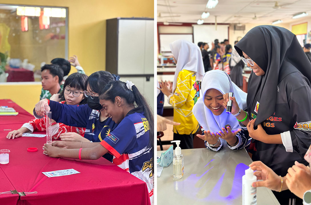 Students of SMK Bukit Baru participating in hands-on Halal@STEM activities