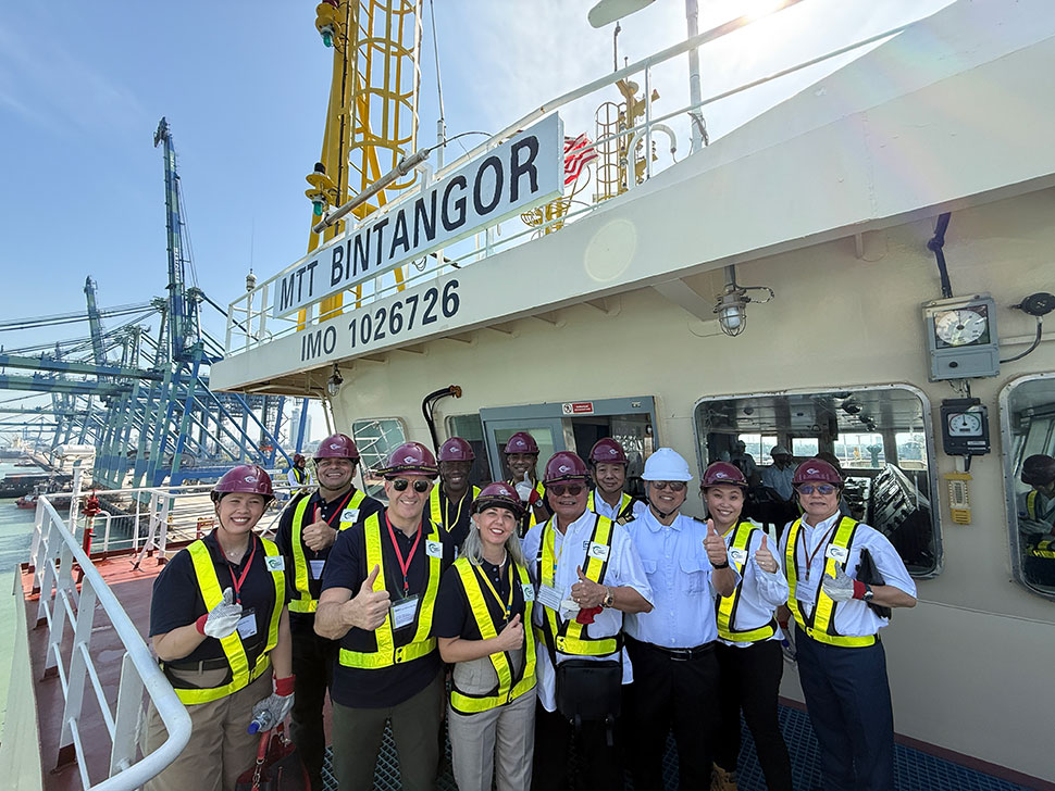 A key moment from the ship‑blessing ceremony