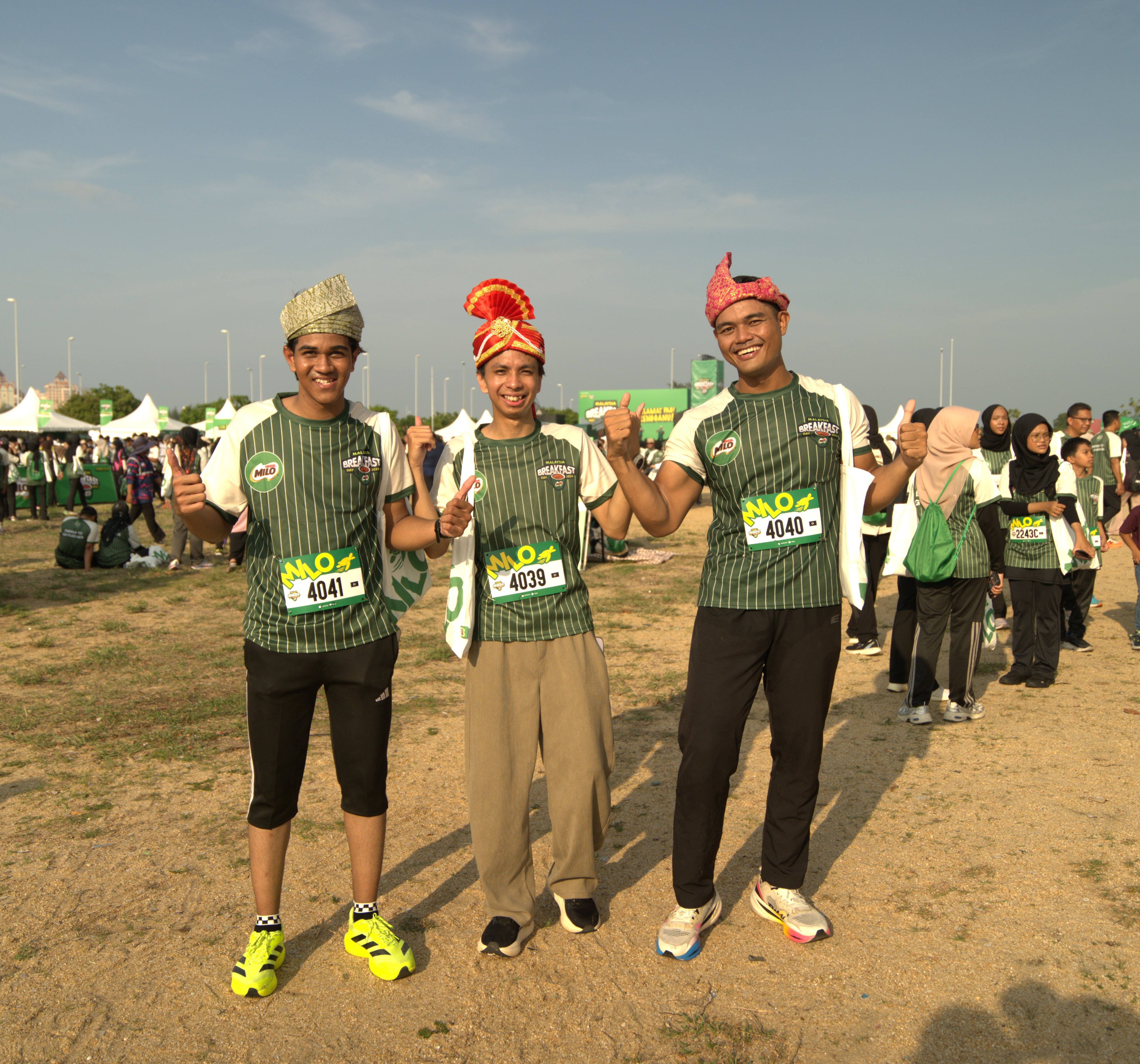 Donning traditional headgear