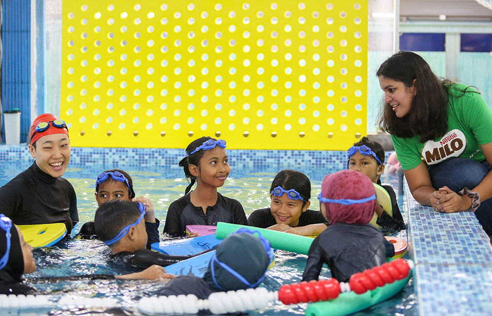 The swimming sessions provide an enjoyable learning experience for children