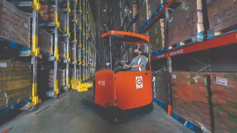 truck driver inside factory